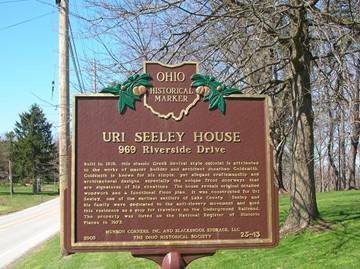 Uri Seeley house plaque in Ohio